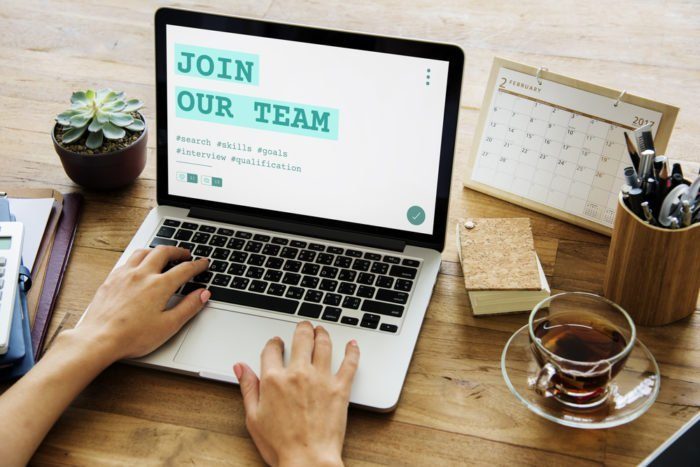 Join our team on a computer screen