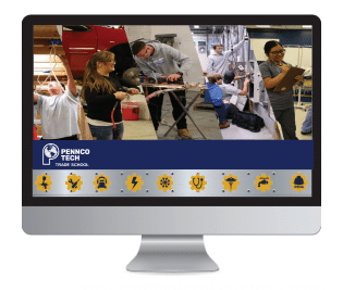Computer screen with Pennco Tech website displayed
