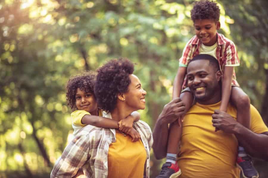 Family having fun outdoors