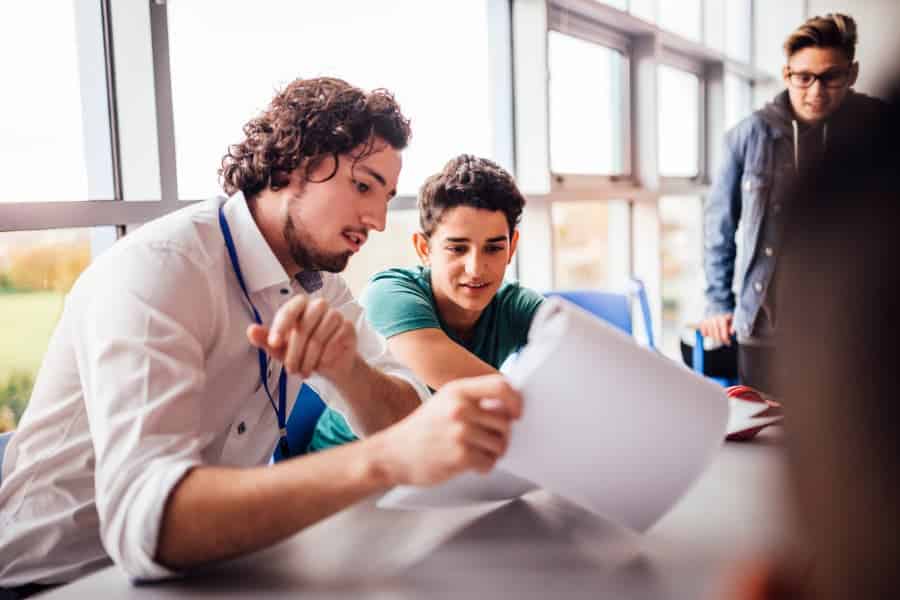 trade school registar helping student