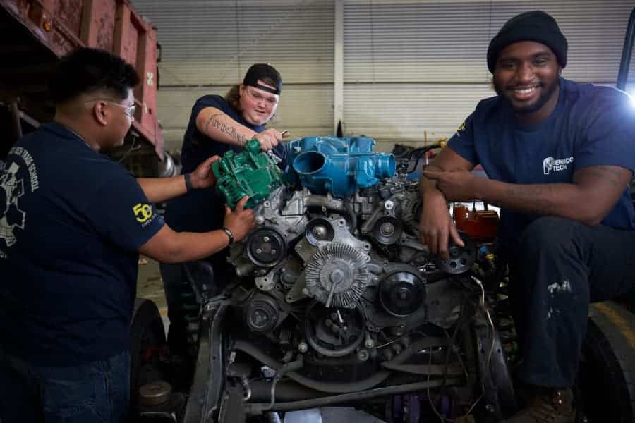 Diesel Technology Program Student Examining Reading on Equipment